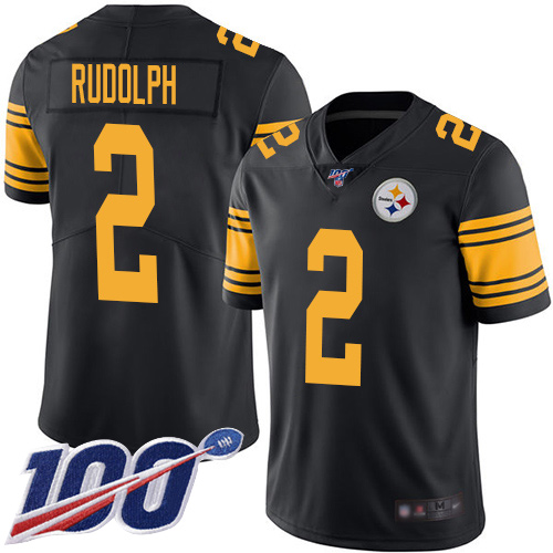 Men Pittsburgh Steelers Football #2 Limited Black Mason Rudolph 100th Season Rush Vapor Untouchable Nike NFL Jersey